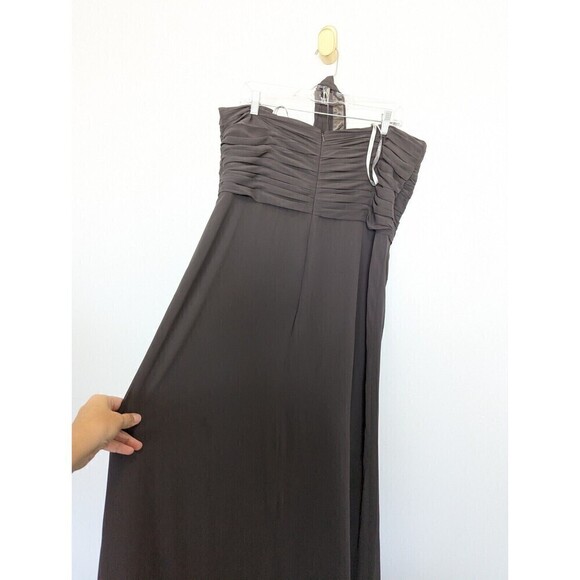 MONIQUE LHULLIER Dress Womens Size 10 Slate Gray Halter Strapless Ruched Maxi - Picture 7 of 12